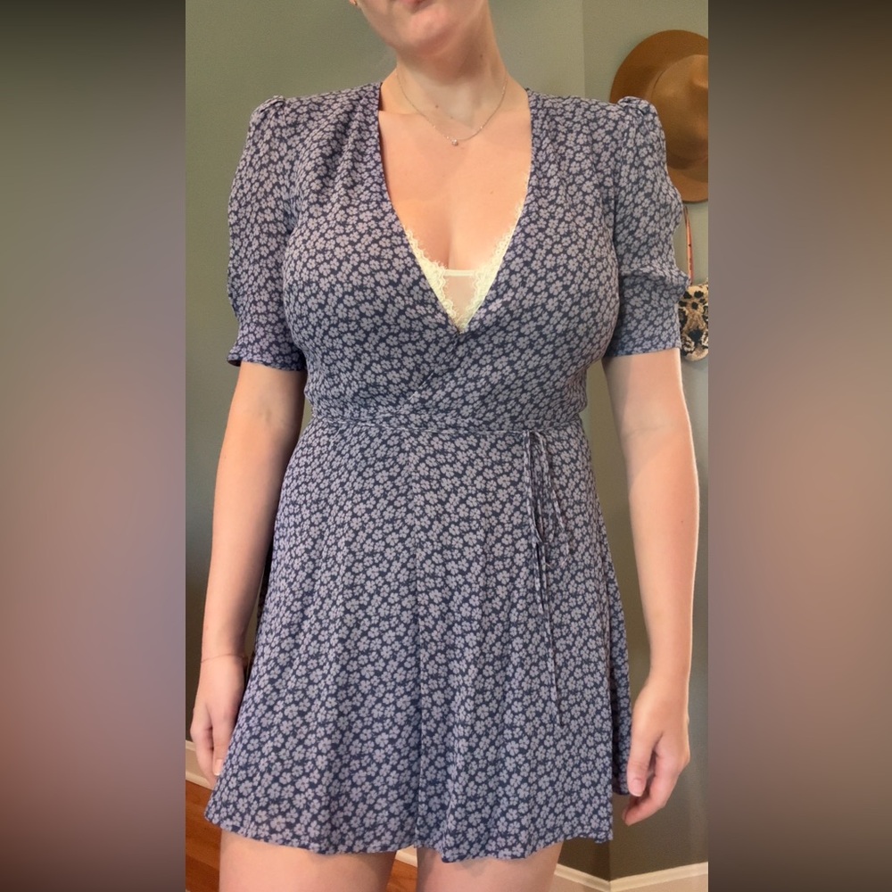 Reformation Purple Floral Long Sleeve Dress